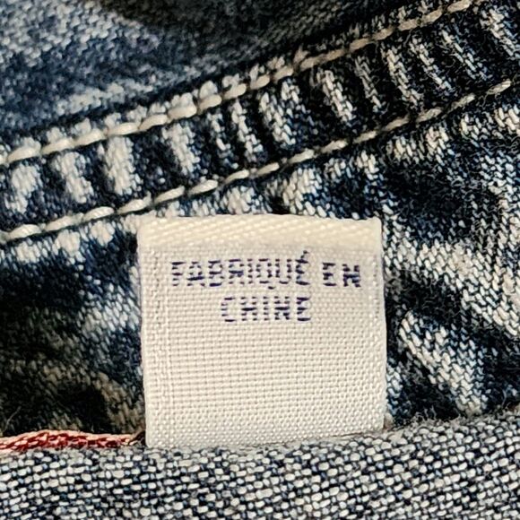 True Religion Mens Western Woven Shirt Short Sleeve Acid Wash Blue Denim Size S - Picture 8 of 12